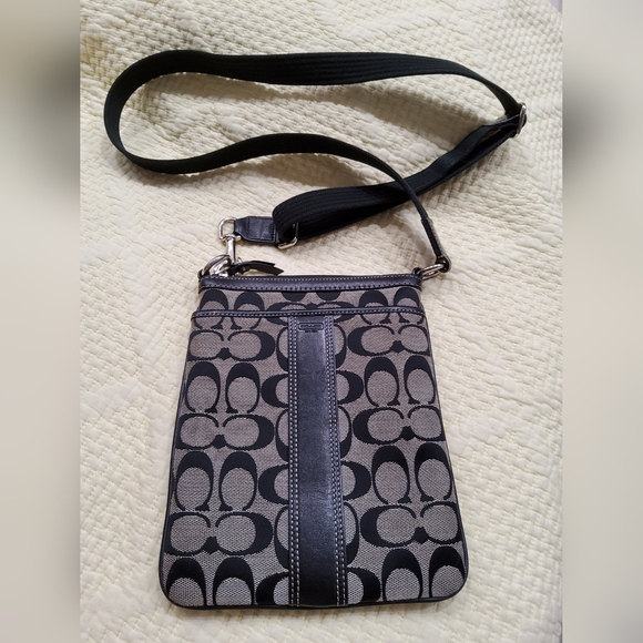 Coach Vintage Black and Gray Messenger Bag with Signature Monogram - Picture 1 of 6